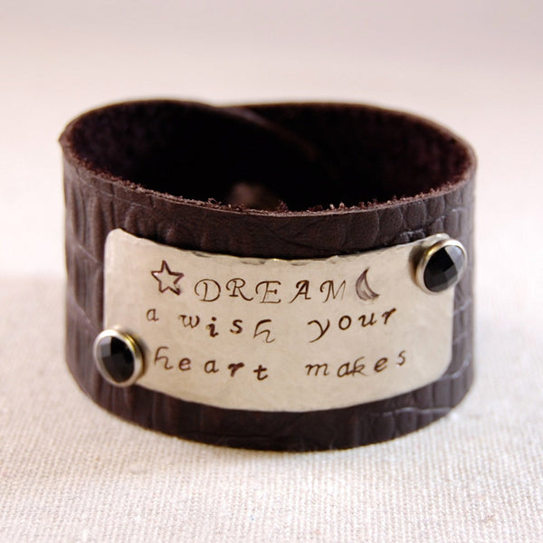 Personalized Leather Cuff Bracelet Custom Leather Cuff Leather Cuff Kelly Mae Kreations