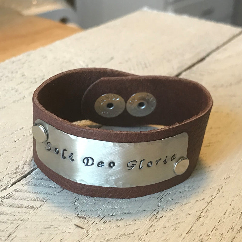 Narrow Leather Cuff with Custom Message