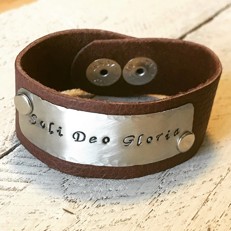 Narrow Leather Cuff with Custom Message