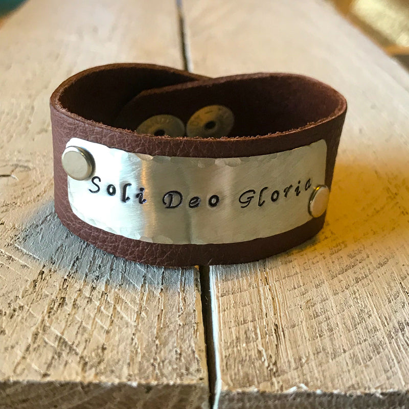 Narrow Leather Cuff with Custom Message
