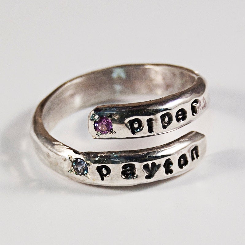 Mothers Ring, Birthstone Ring for Mom, Mothers Birthstone Ring, Stackable Rings, Name Ring, Ring with Birthstones, Sterling Silver Ring