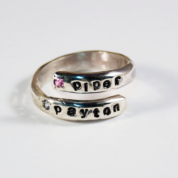 Mothers Ring, Birthstone Ring for Mom, Mothers Birthstone Ring, Stackable Rings, Name Ring, Ring with Birthstones, Sterling Silver Ring