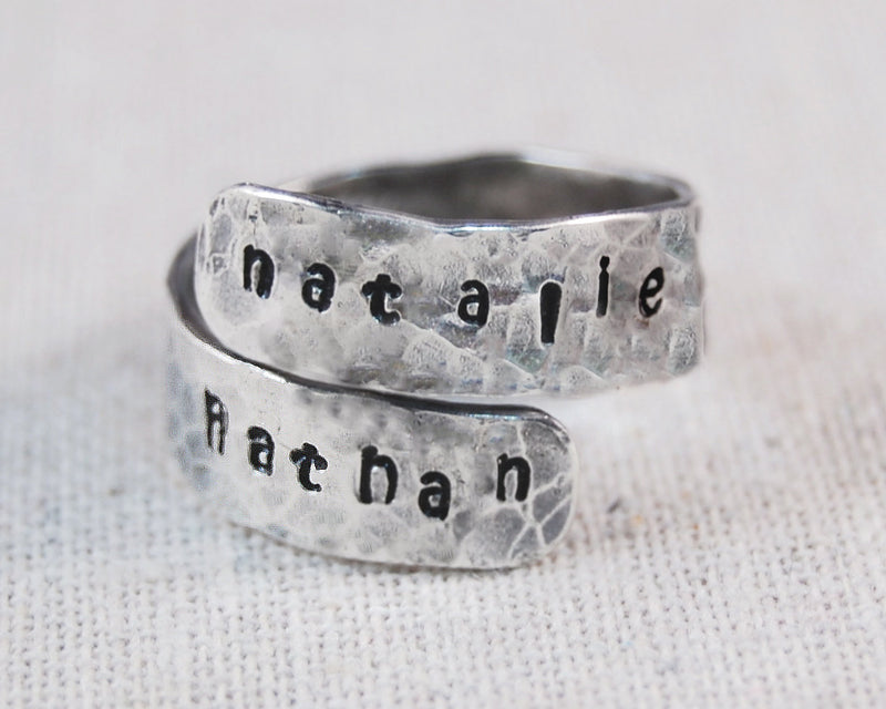 Personalized Mothers Ring, Personalized Wrap Ring, Custom Wrap Ring, Mothers Name Ring