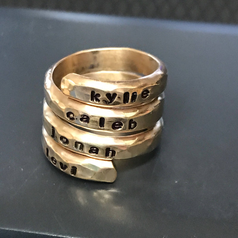 Personalized Mothers Ring 14K Gold Filled Mothers Ring Grandmothers Ring Personalized Wrap Ring Name Ring