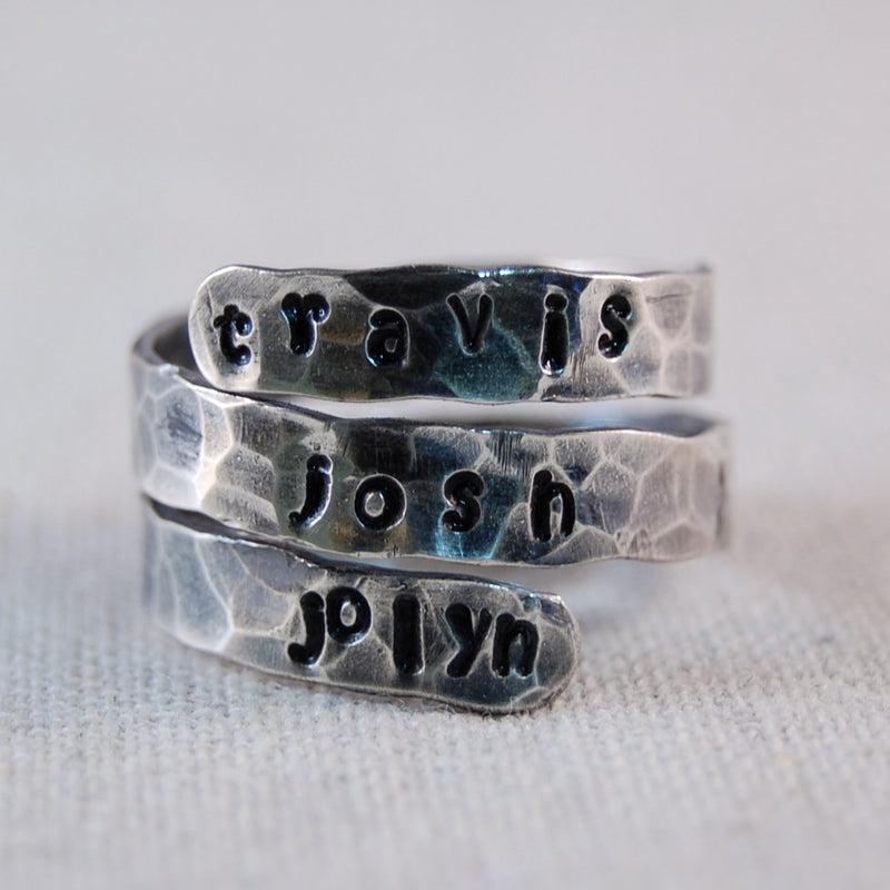 Mothers Ring Personalized Ring Sterling Silver Mother Ring Personalized WrapRing Name Ring