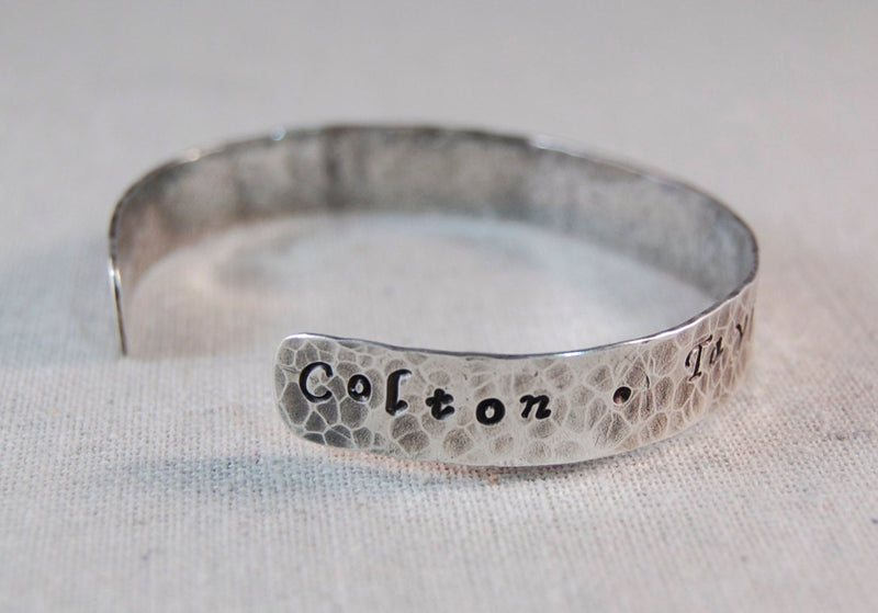 Personalized Bracelet, Mothers Bracelet, Sterling Silver, Memory Bracelet, Inspirational Bracelet, Cuff Bracelet