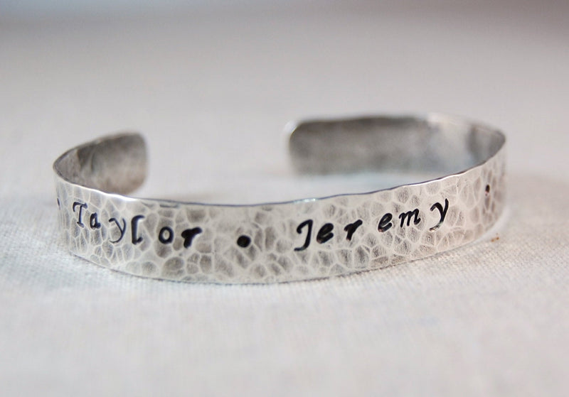 Personalized Bracelet, Mothers Bracelet, Sterling Silver, Memory Bracelet, Inspirational Bracelet, Cuff Bracelet