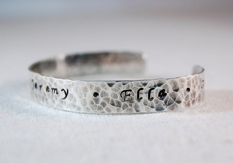 Personalized Bracelet, Mothers Bracelet, Sterling Silver, Memory Bracelet, Inspirational Bracelet, Cuff Bracelet