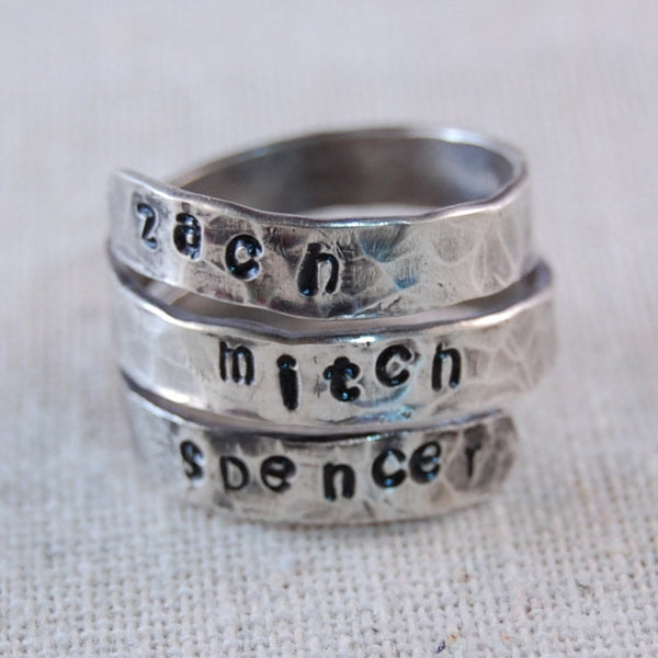 Mothers Ring Personalized Ring Sterling Silver Mother Ring Personalized WrapRing Name Ring