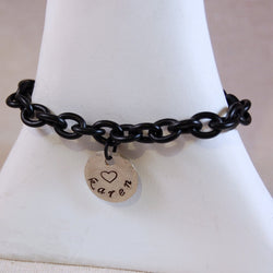 Personalized Bracelet, Mothers Bracelet, Name Bracelet, Charm Bracelet, Black Chain Bracelet