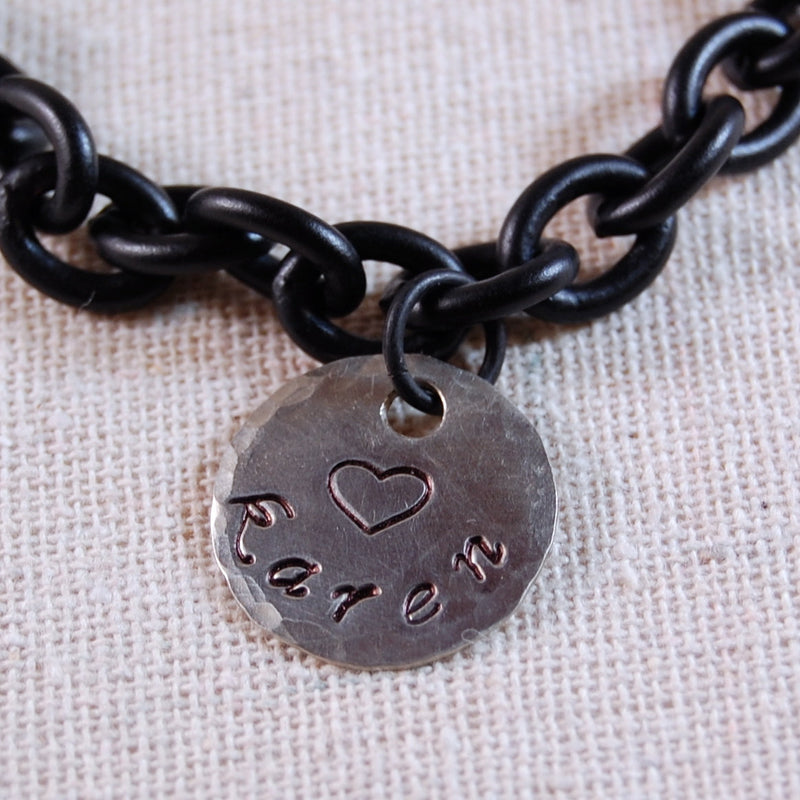 Personalized Bracelet, Mothers Bracelet, Name Bracelet, Charm Bracelet, Black Chain Bracelet