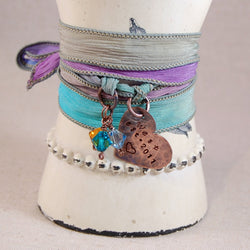Personalized Bracelet, Mothers Bracelet, Name Bracelet, Charm Bracelet, Personalized Silk Ribbon Bracelet