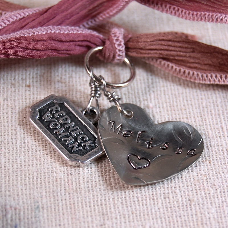 Personalized Bracelet, Mothers Bracelet, Name Bracelet, Charm Bracelet, Silk Ribbon Bracelet