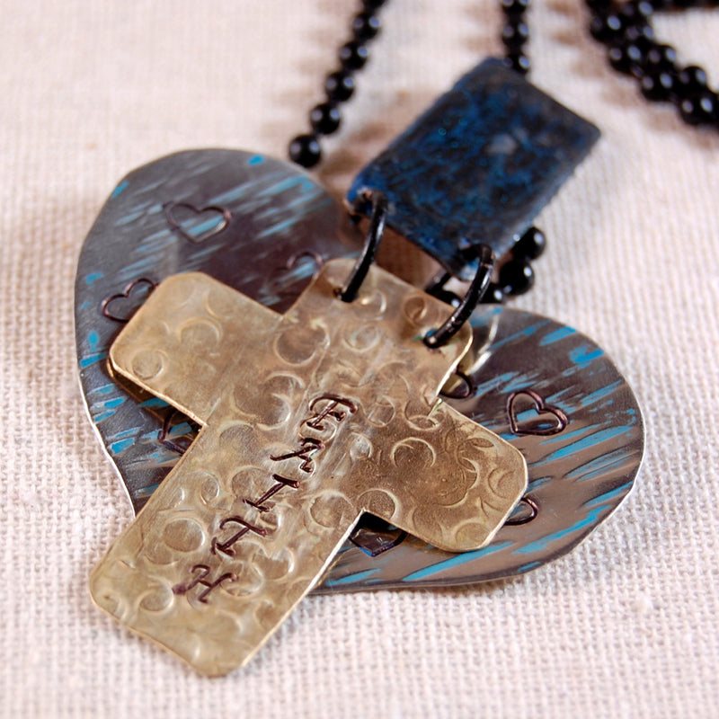 Hope Faith Love Necklace, Inspiration Necklace, Word Necklace, Hope Necklace, Faith Necklace, Love Necklace