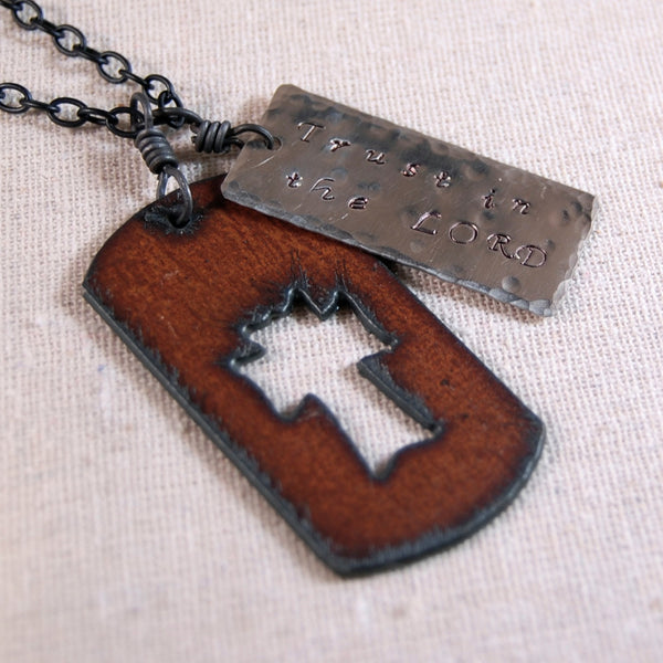 Cross Necklace, Inspirational Necklace, Dog Tag Necklace, Trust in the Lord