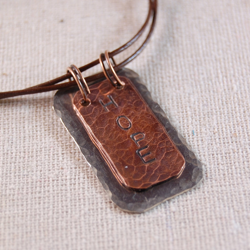 Hope Necklace, Inspiration Necklace, Copper Pedant, Silver Pendant