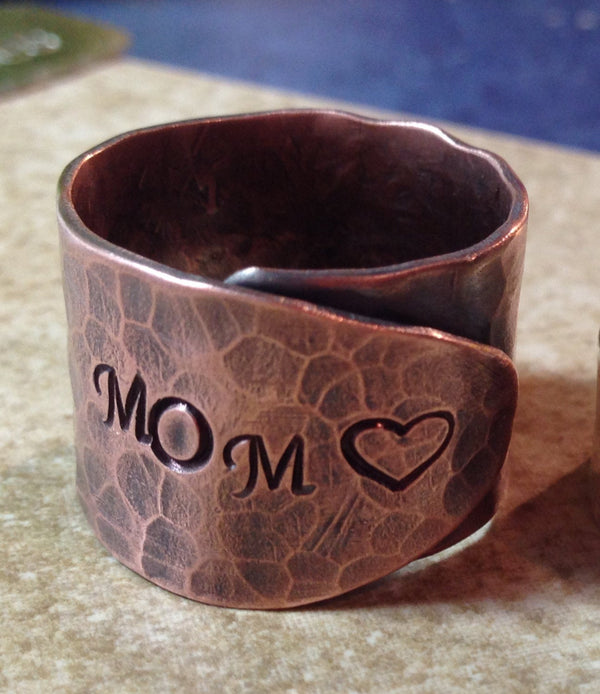 Mother Ring Copper Mother Ring Hand Stamped Wrap Ring Mom Ring