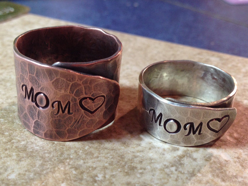 Mother Ring Copper Mother Ring Hand Stamped Wrap Ring Mom Ring