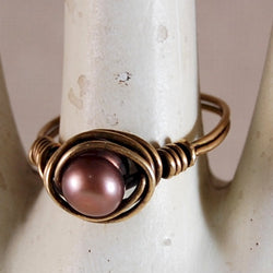Freshwater Pearl Ring Wired Wrapped Ring Gifts for Her
