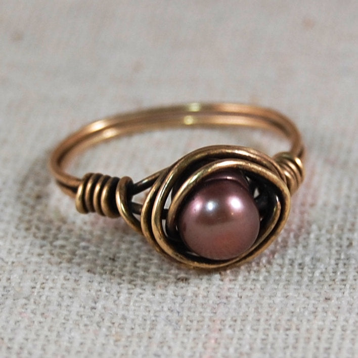 Freshwater Pearl Ring Wired Wrapped Ring Gifts for Her