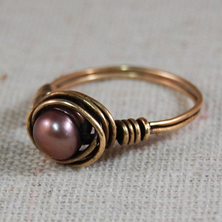 Freshwater Pearl Ring Wired Wrapped Ring Gifts for Her