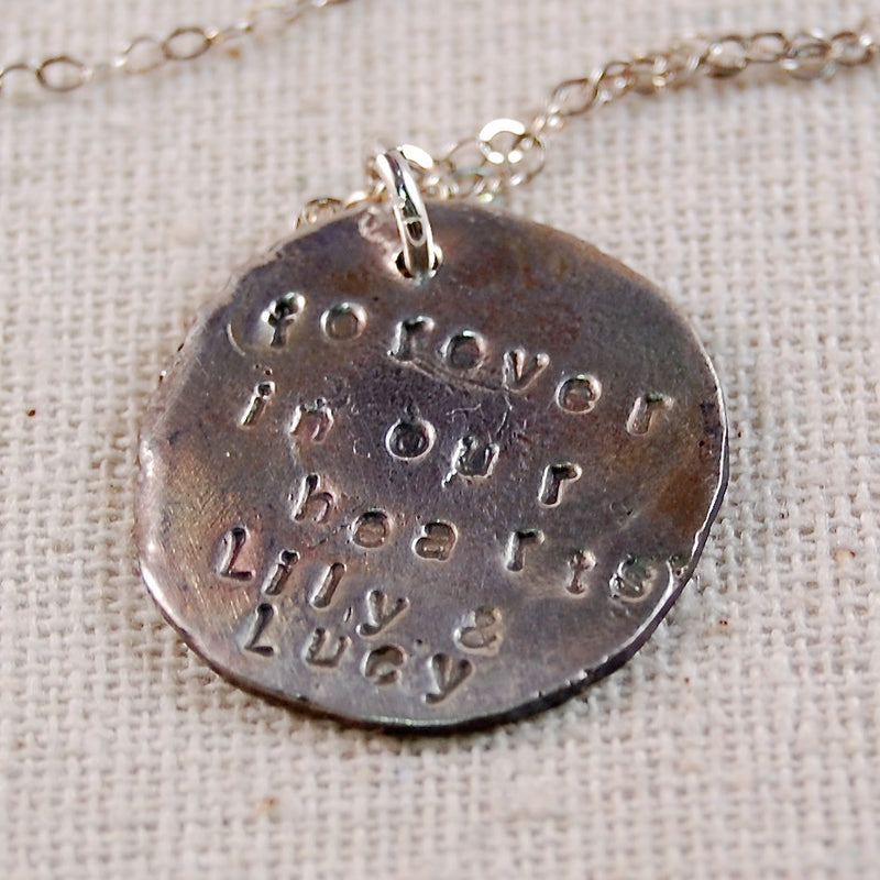 Mother Necklace, Initial Necklace, PMC Metal Clay Initial Necklace, Fine Silver Necklace