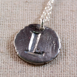 Mother Necklace, Initial Necklace, PMC Metal Clay Initial Necklace, Fine Silver Necklace