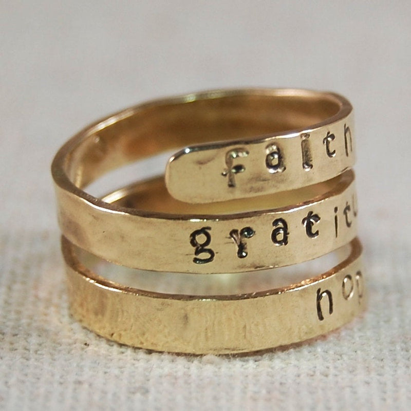 Personalized Mothers Ring 14k  Solid GOLD Wrap Ring Name Ring Mothers Ring