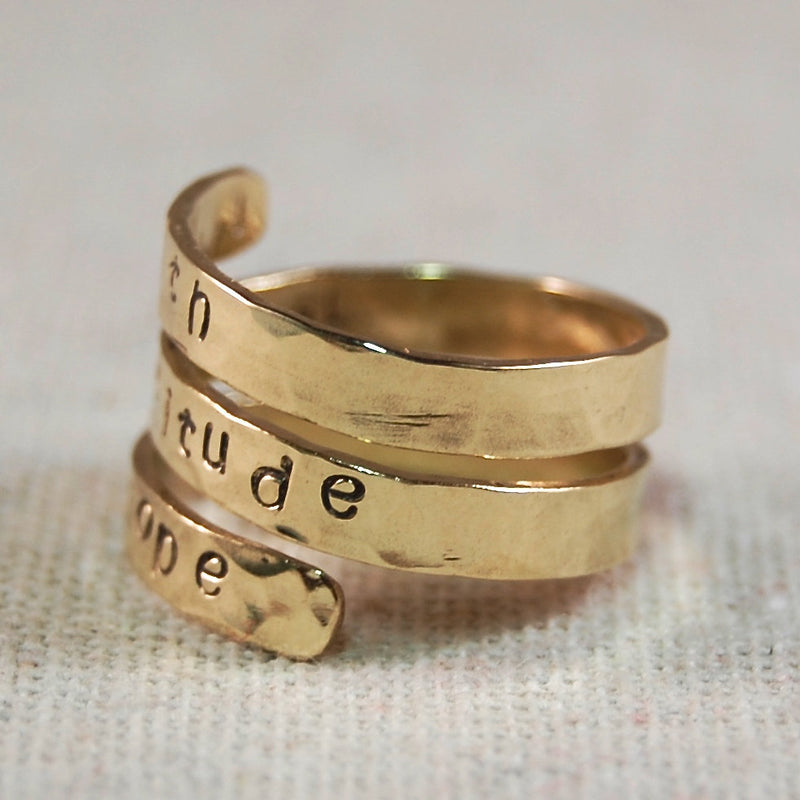 Personalized Mothers Ring 14k  Solid GOLD Wrap Ring Name Ring Mothers Ring