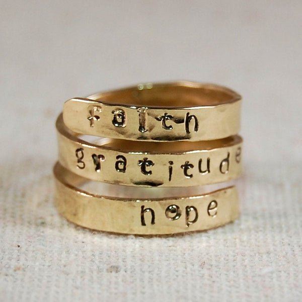 Personalized Mothers Ring 14k  Solid GOLD Wrap Ring Name Ring Mothers Ring