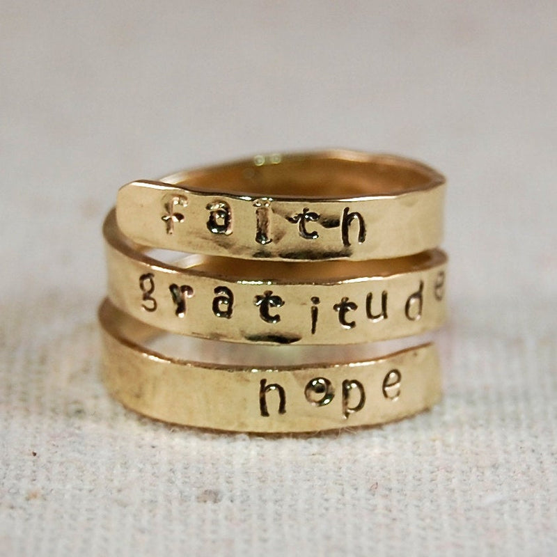 Personalized Mothers Ring 14k  Solid GOLD Wrap Ring Name Ring Mothers Ring
