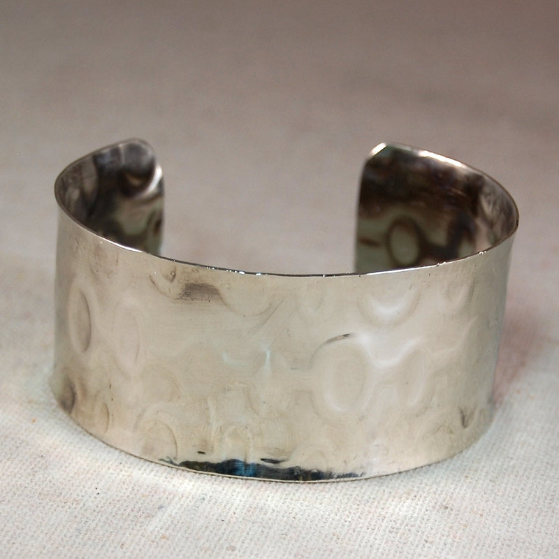 Sterling Silver Cuff Bracelet - Wide Cuff - Metal Cuff Bracelet - Oval Pattern - Textured Cuff Bracelet