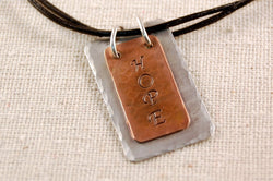 Hope Necklace, Inspiration Necklace, Copper Pedant, Sterling Silver Necklace