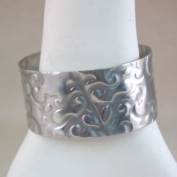 Wide Aluminum Cuff with Classic Textured Pattern