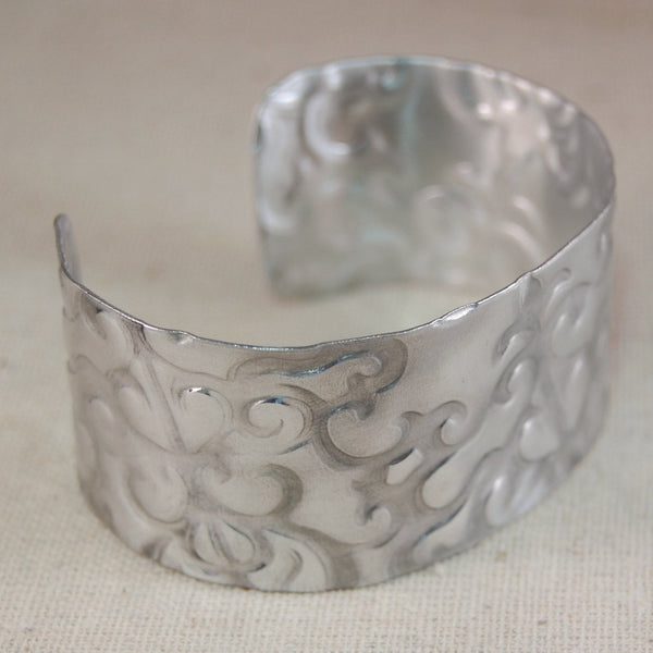 Wide Aluminum Cuff with Classic Textured Pattern