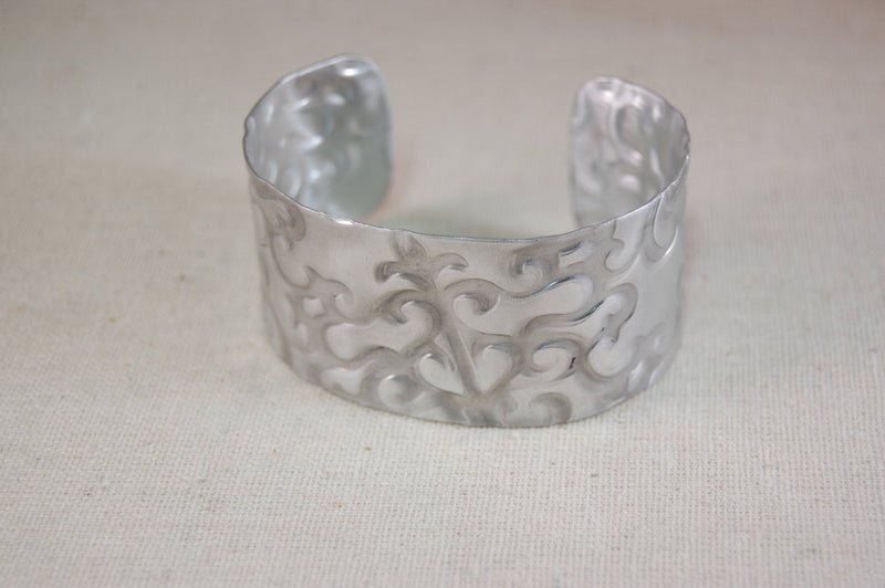 Wide Aluminum Cuff with Classic Textured Pattern