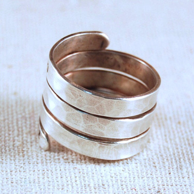 Mothers Ring for 4 Names Hand Stamped Ring Personalized Name Ring Wrap Ring Custom Ring Sterling Silver Ring