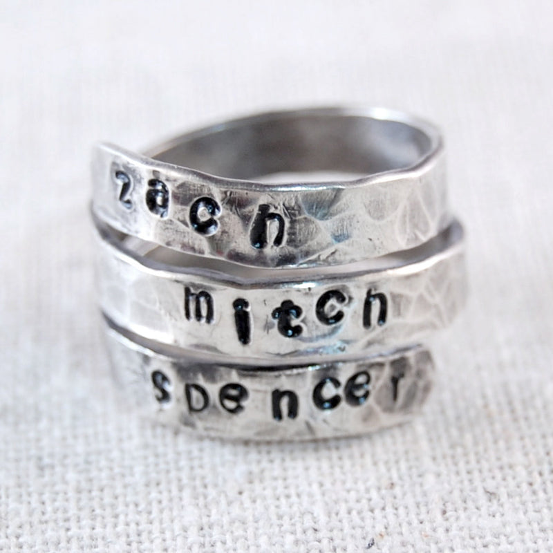 Graduation Ring, Class Ring Sterling Silver Handstamped Ring