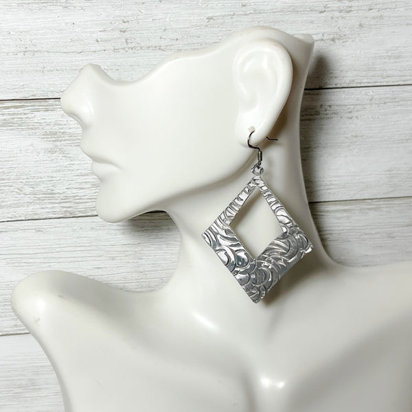 Hammered Circle Earrings Sterling Silver Earwires