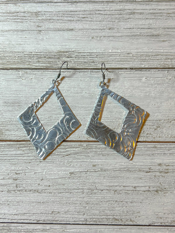 Hammered Circle Earrings Sterling Silver Earwires