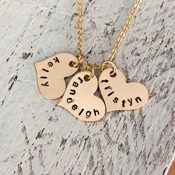 Gold Heart Charm Name Necklace