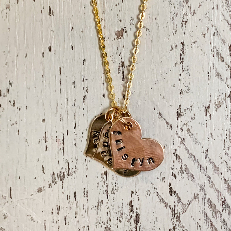 Gold Heart Charm Name Necklace – Kelly Mae Kreations