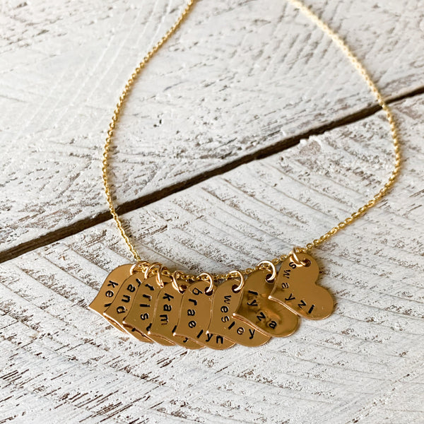 Gold Heart Charm Name Necklace